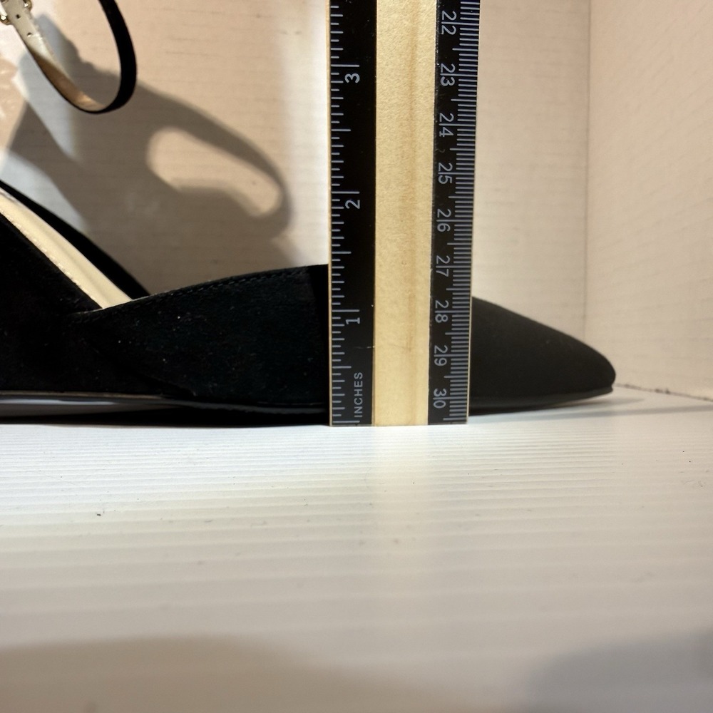 Liz Claiborne Hawkin Pointed Toe Ankle Strap Faux Suede Black Wedge Heels 12 M - Picture 15 of 15